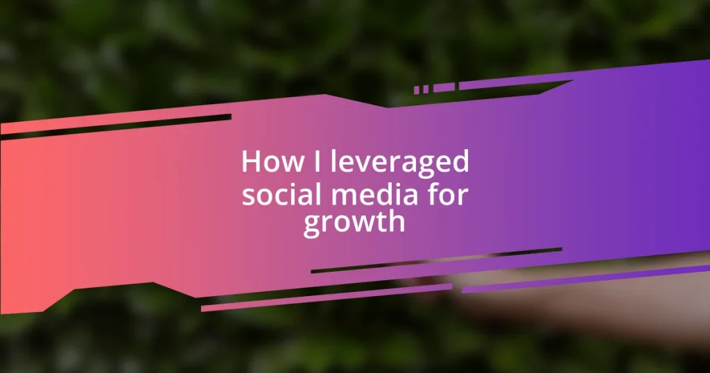 How I leveraged social media for growth