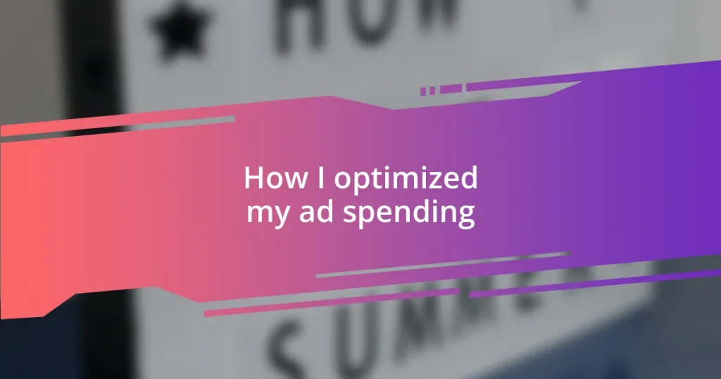 How I optimized my ad spending