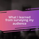 What I learned from surveying my audience